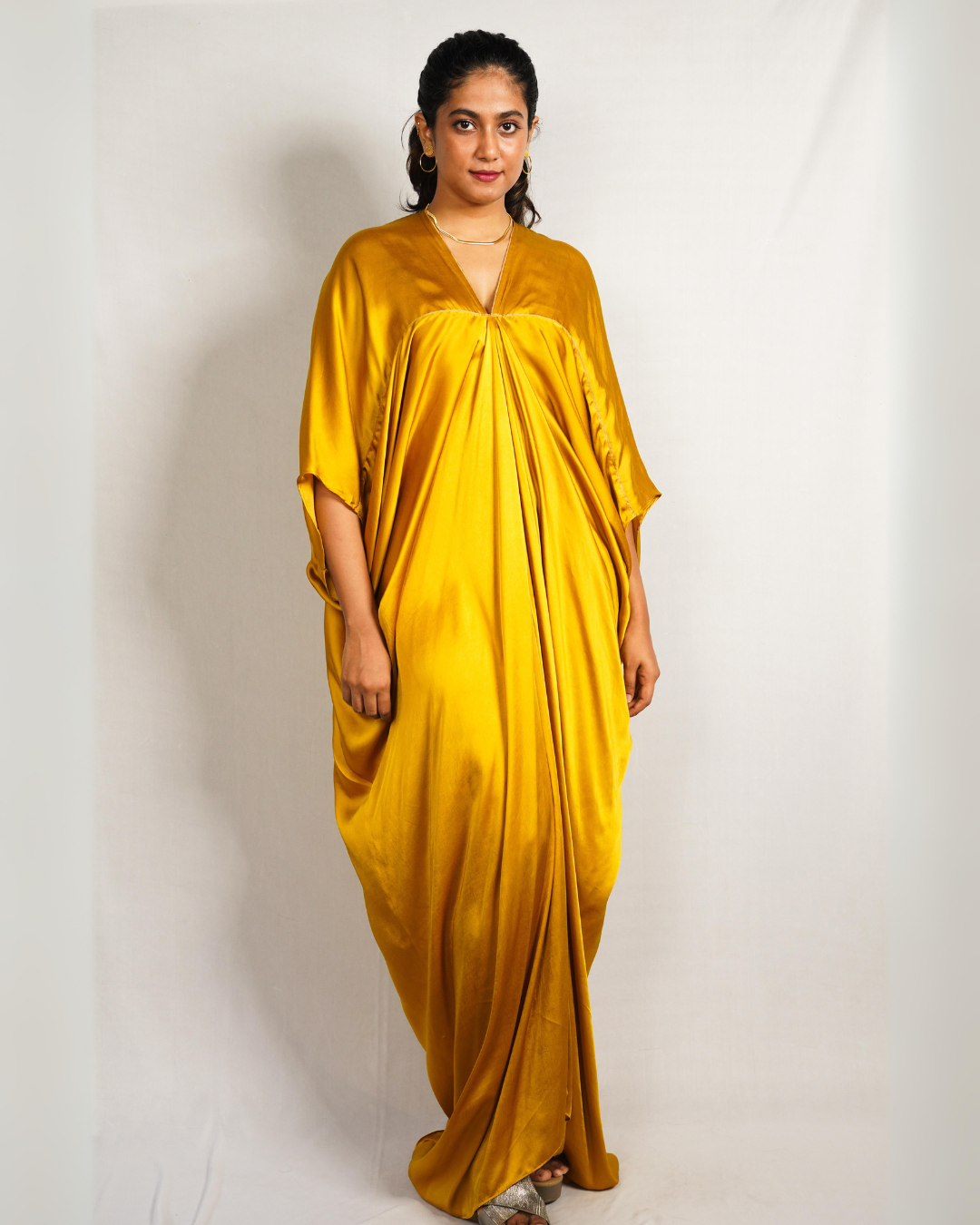 Mustard Yellow Piping Kaftan