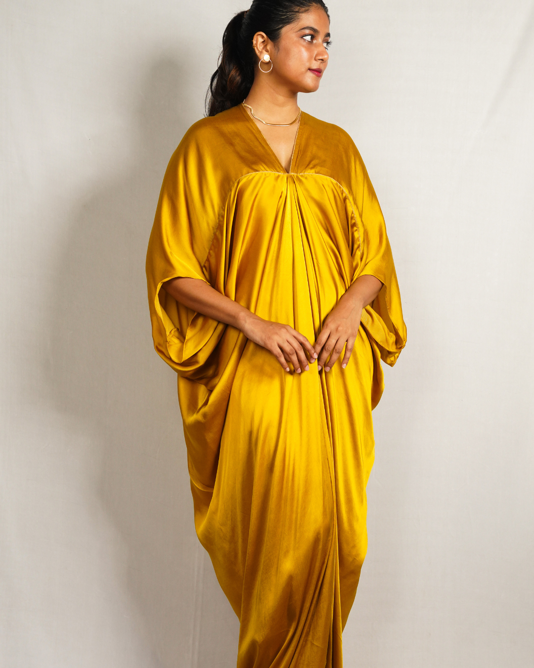 Mustard Yellow Piping Kaftan