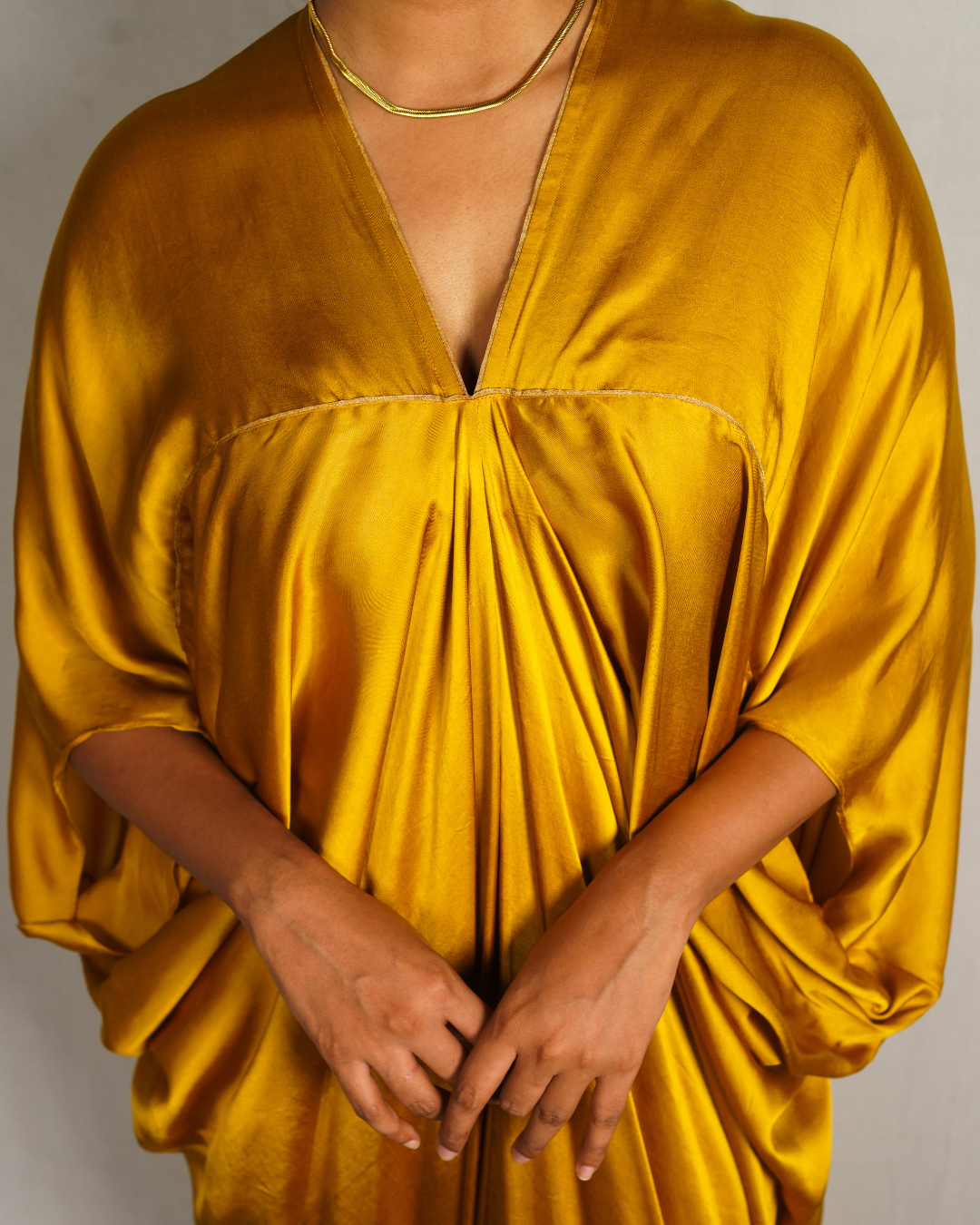 Mustard Yellow Piping Kaftan