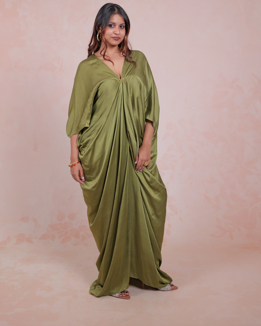 Olive Green Piping Kaftan