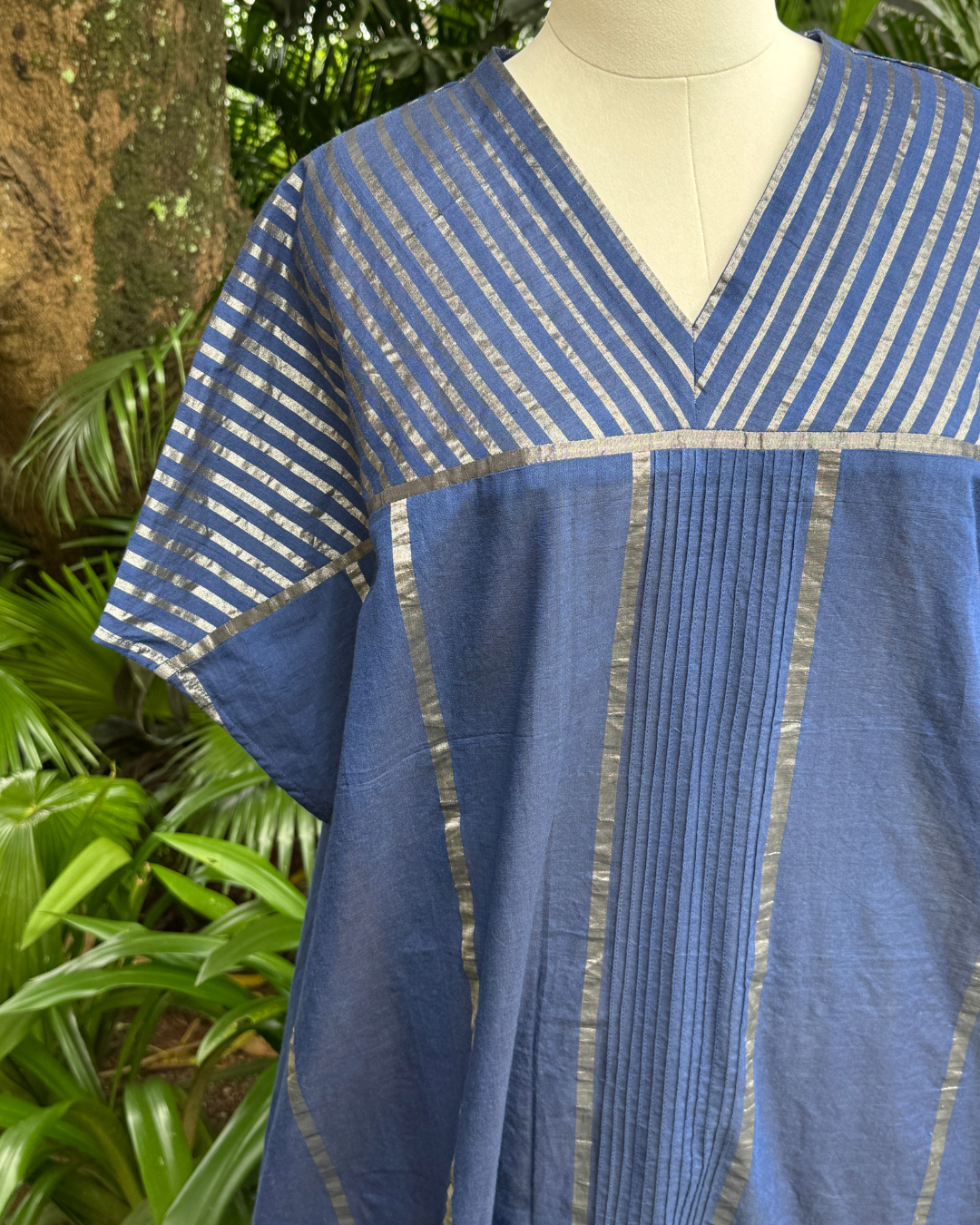 Navy Blue Kasavu Stripe Kaftan