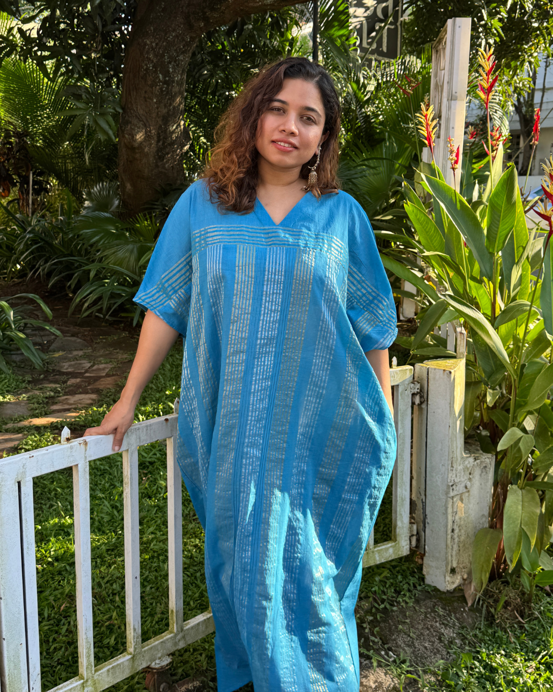 Neela Blue Kasavu Kaftan