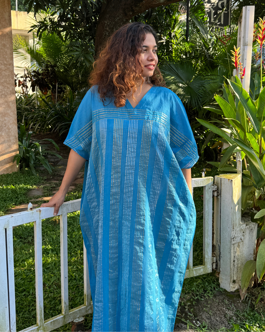 Neela Blue Kasavu Kaftan