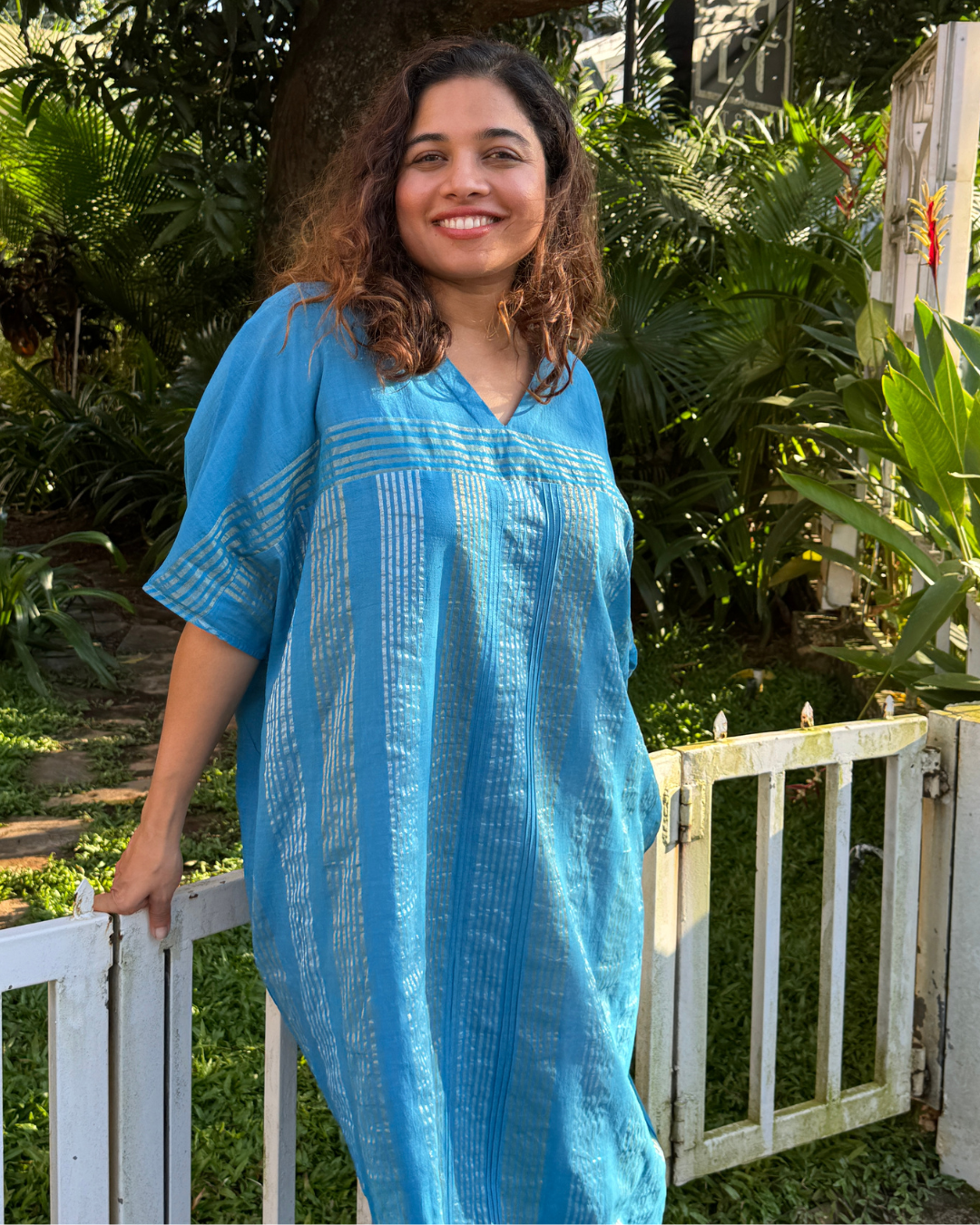 Neela Blue Kasavu Kaftan