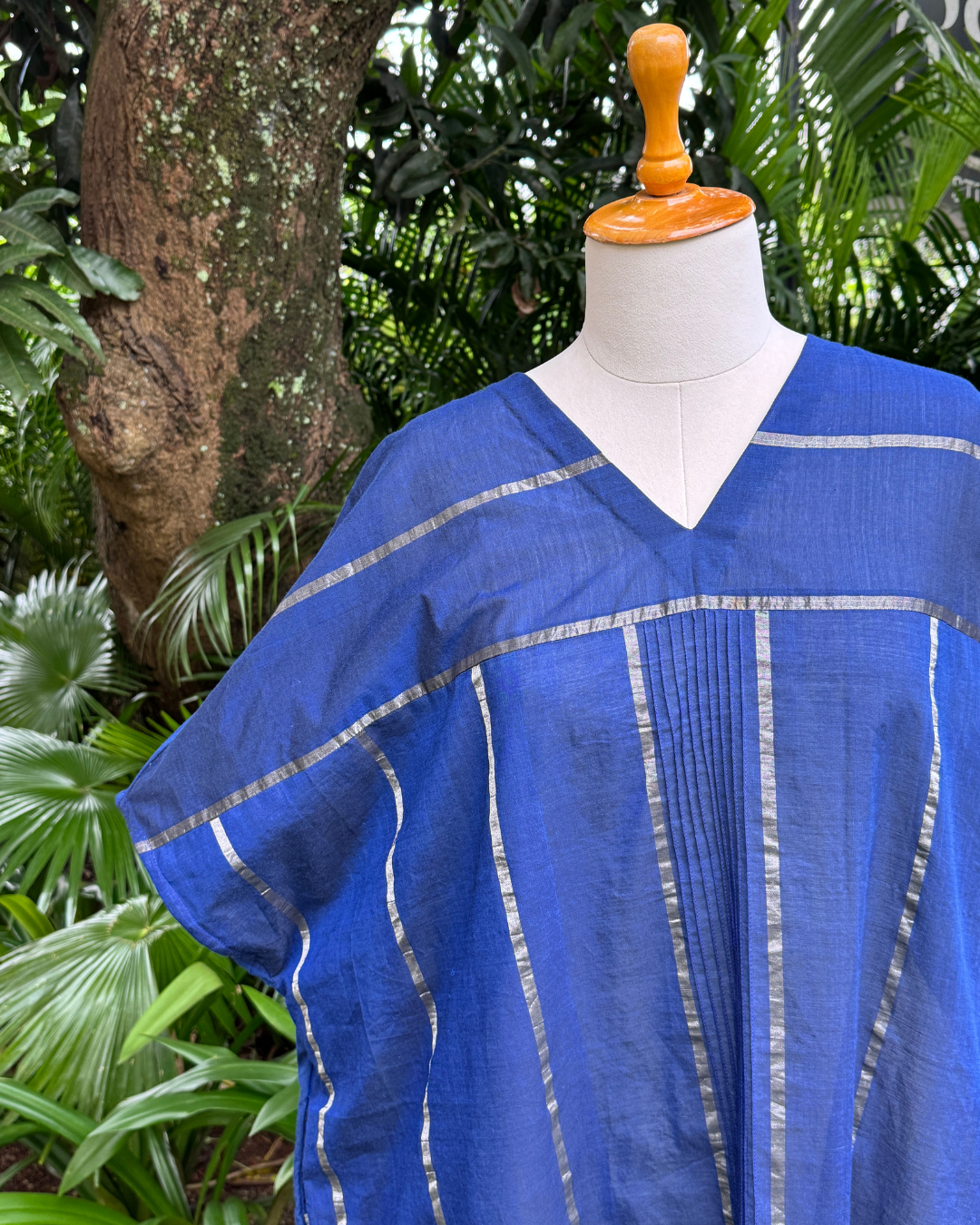 Navy Blue Bold Stripe Kaftan