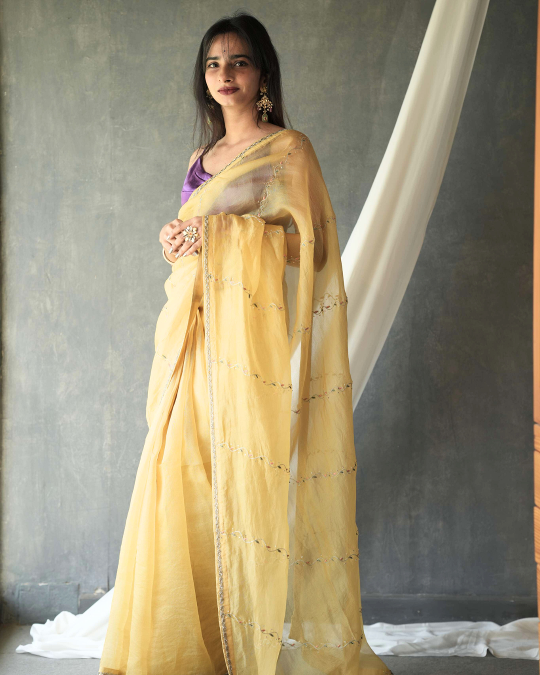 Embroidered Organza Saree