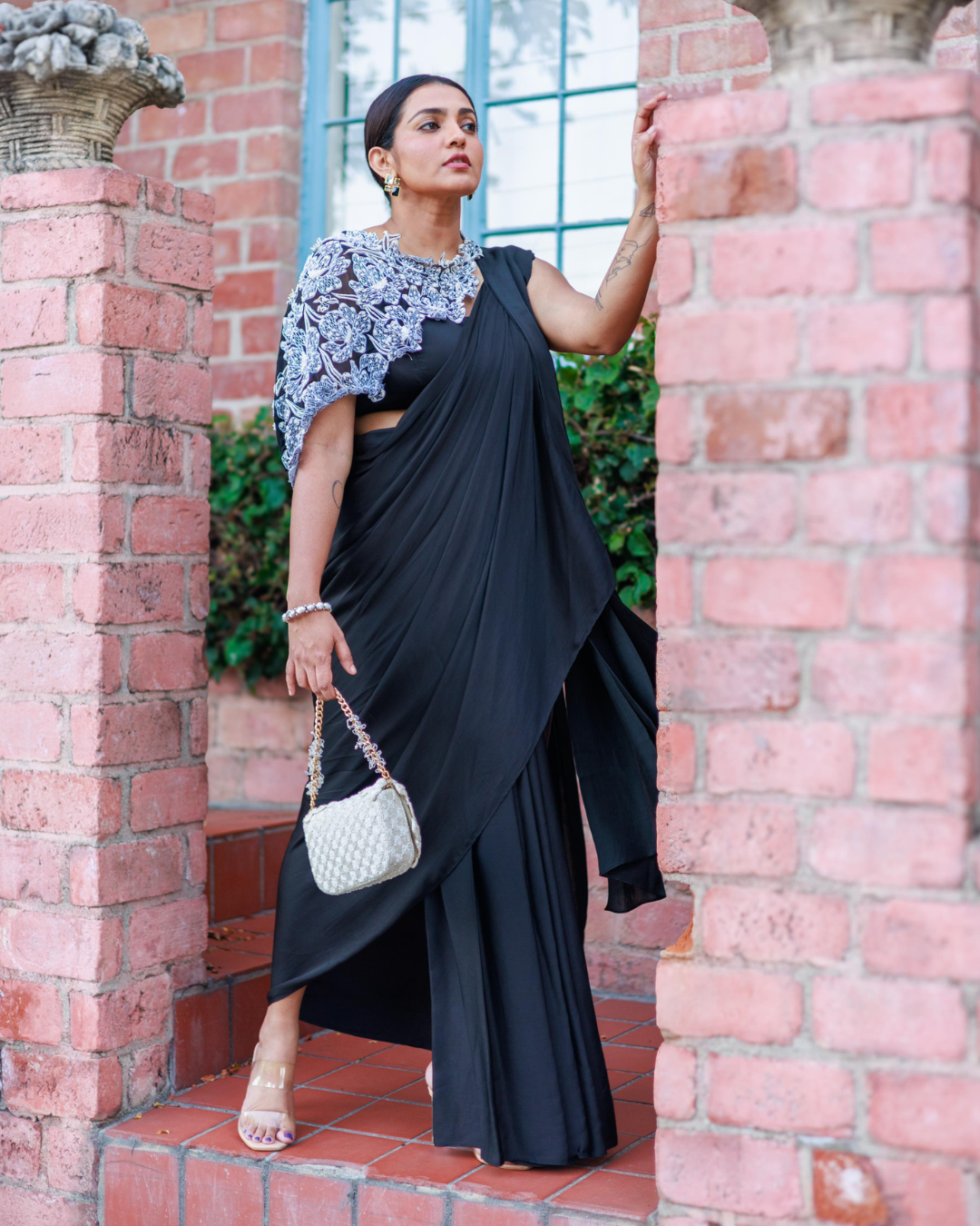 Midnight Bloom Saree