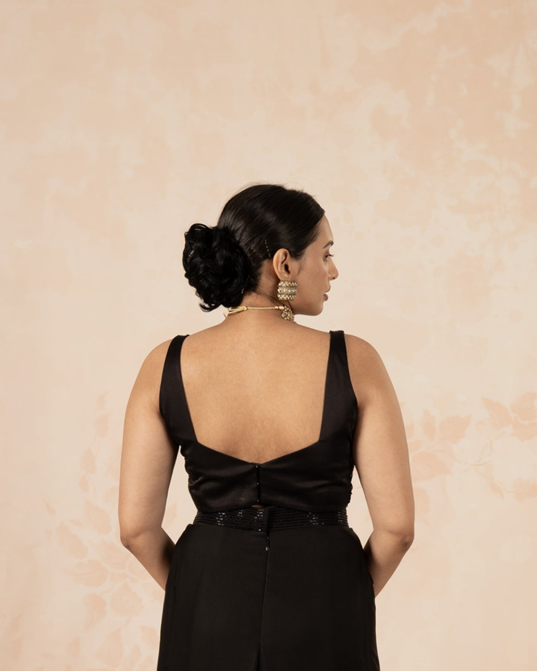 Rahi | Black Modal Satin Embroidered Blouse