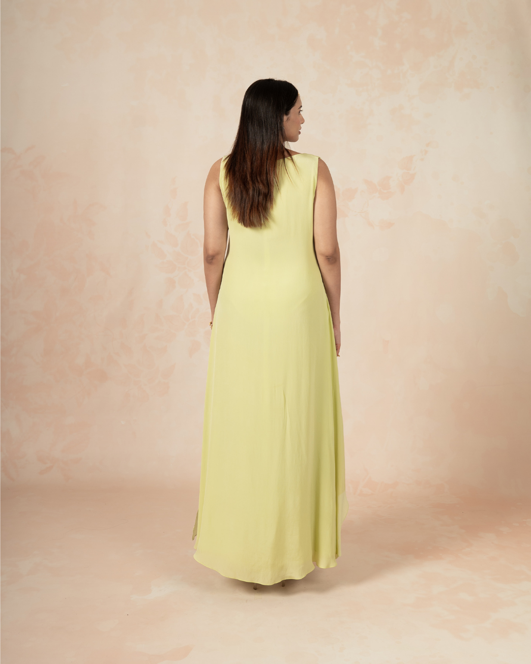 Leya | Light Green Coloured Crepe Silk Dress