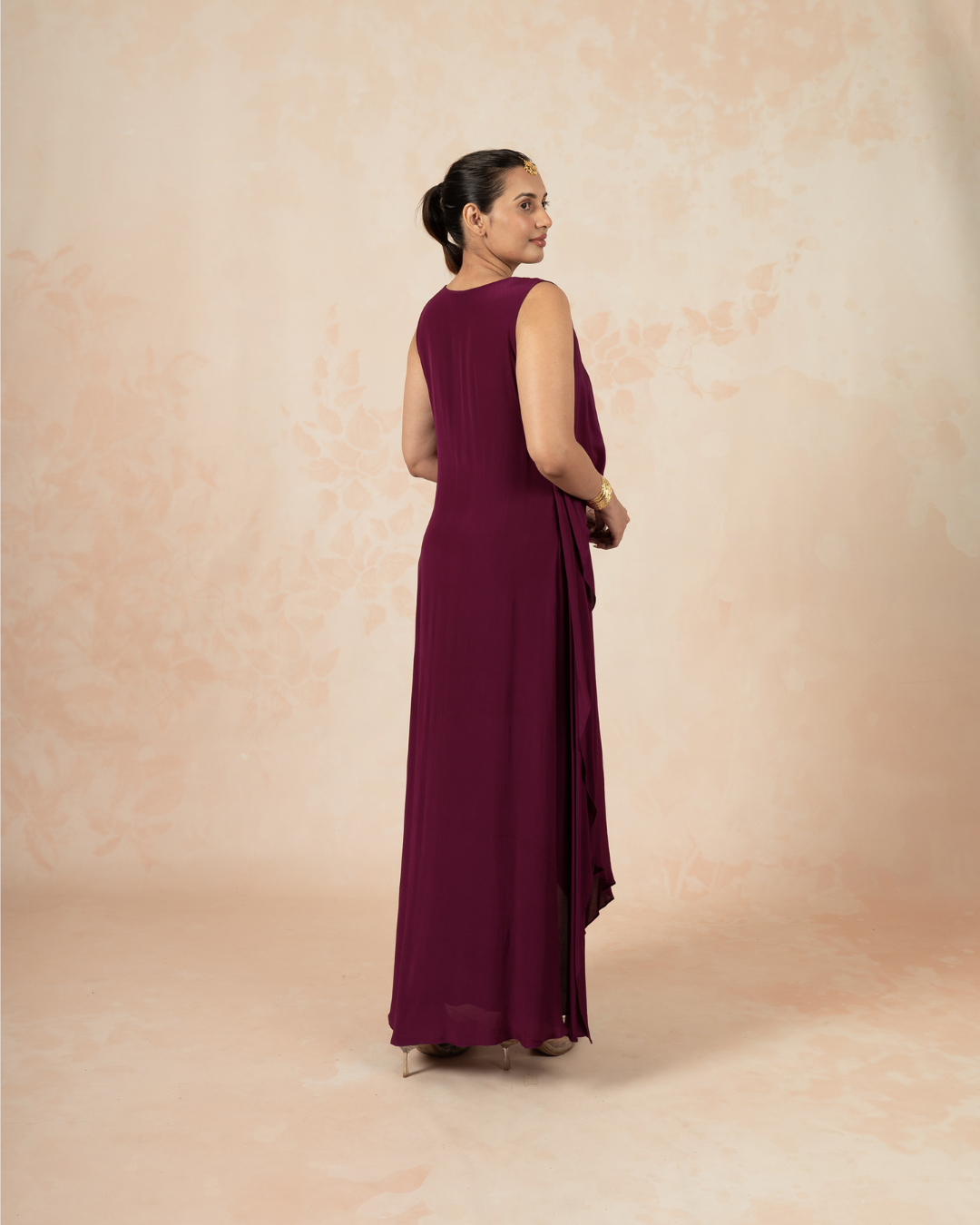 Leya | Wine Coloured Crepe Silk Dress