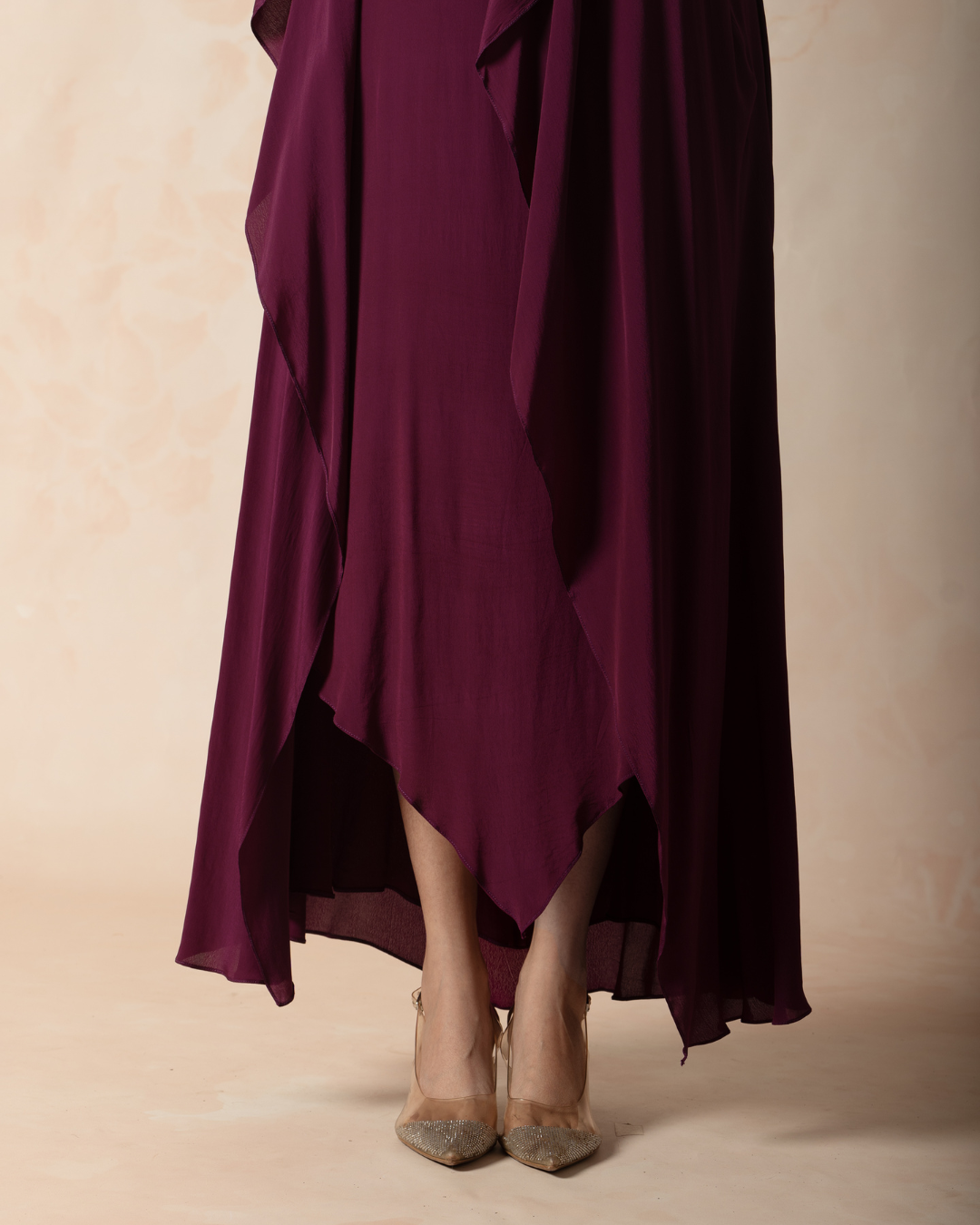 Leya | Wine Coloured Crepe Silk Dress