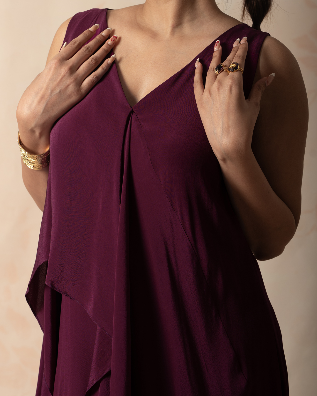Leya | Wine Coloured Crepe Silk Dress