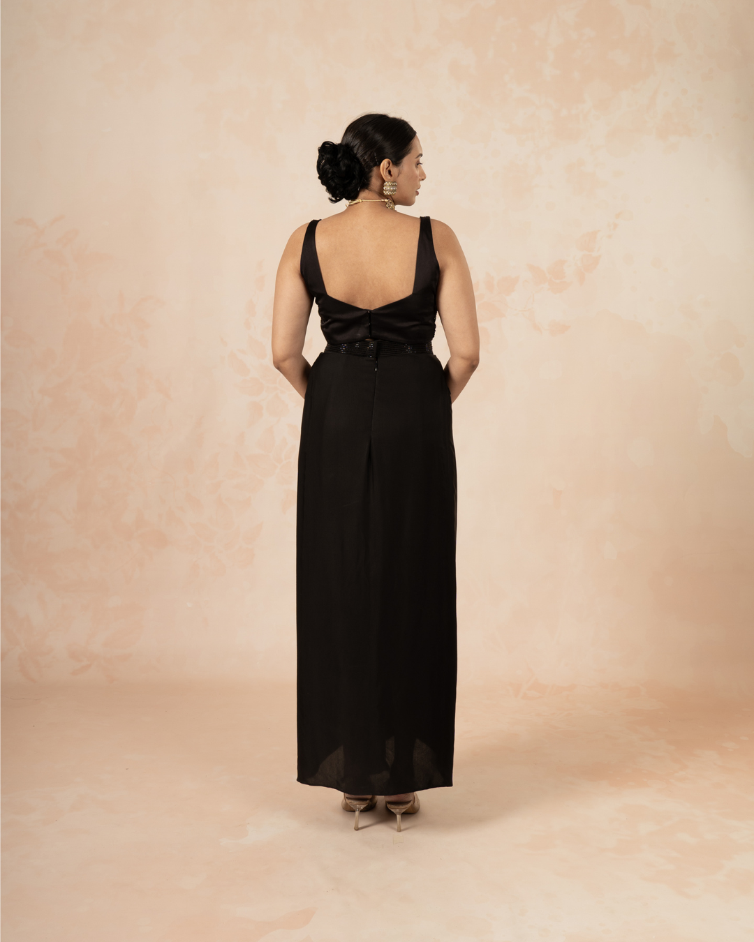 Rahi | Black Modal Satin Drape Skirt