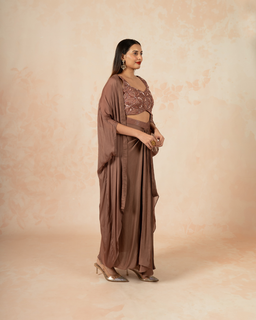 Rahi | Mocha Mousse Modal Satin Drape Skirt