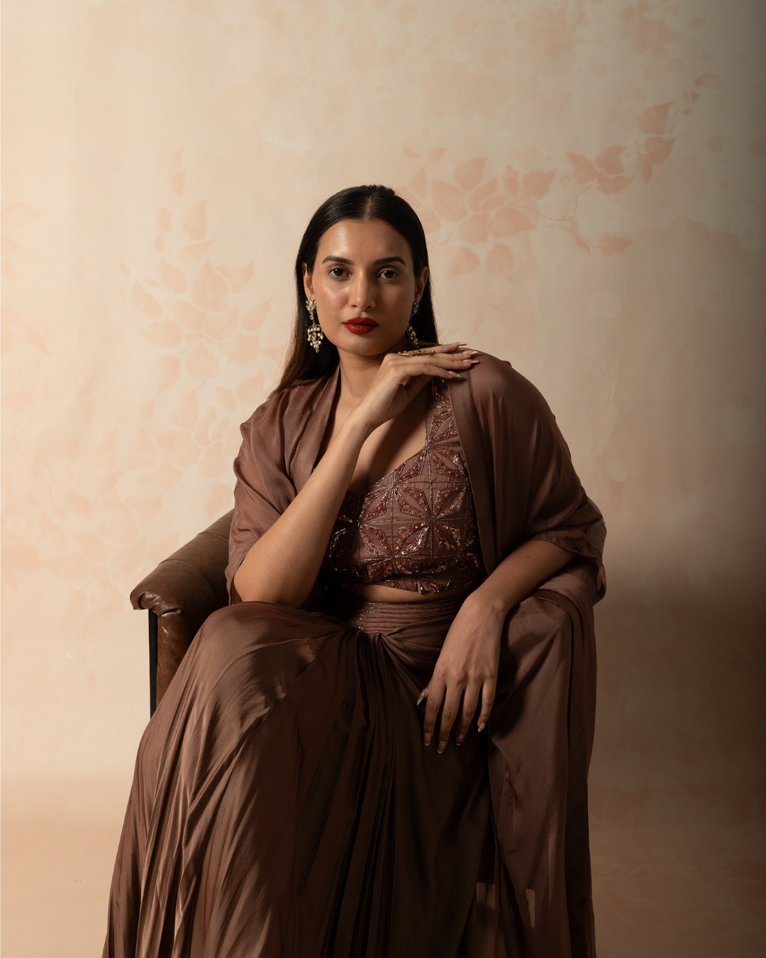 Rahi | Mocha Mousse Modal Satin Drape Skirt