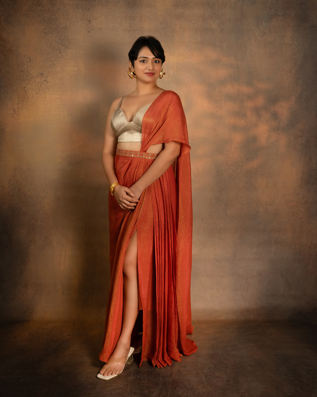 Tejaswi | Chinon Tissue Draped Skirt