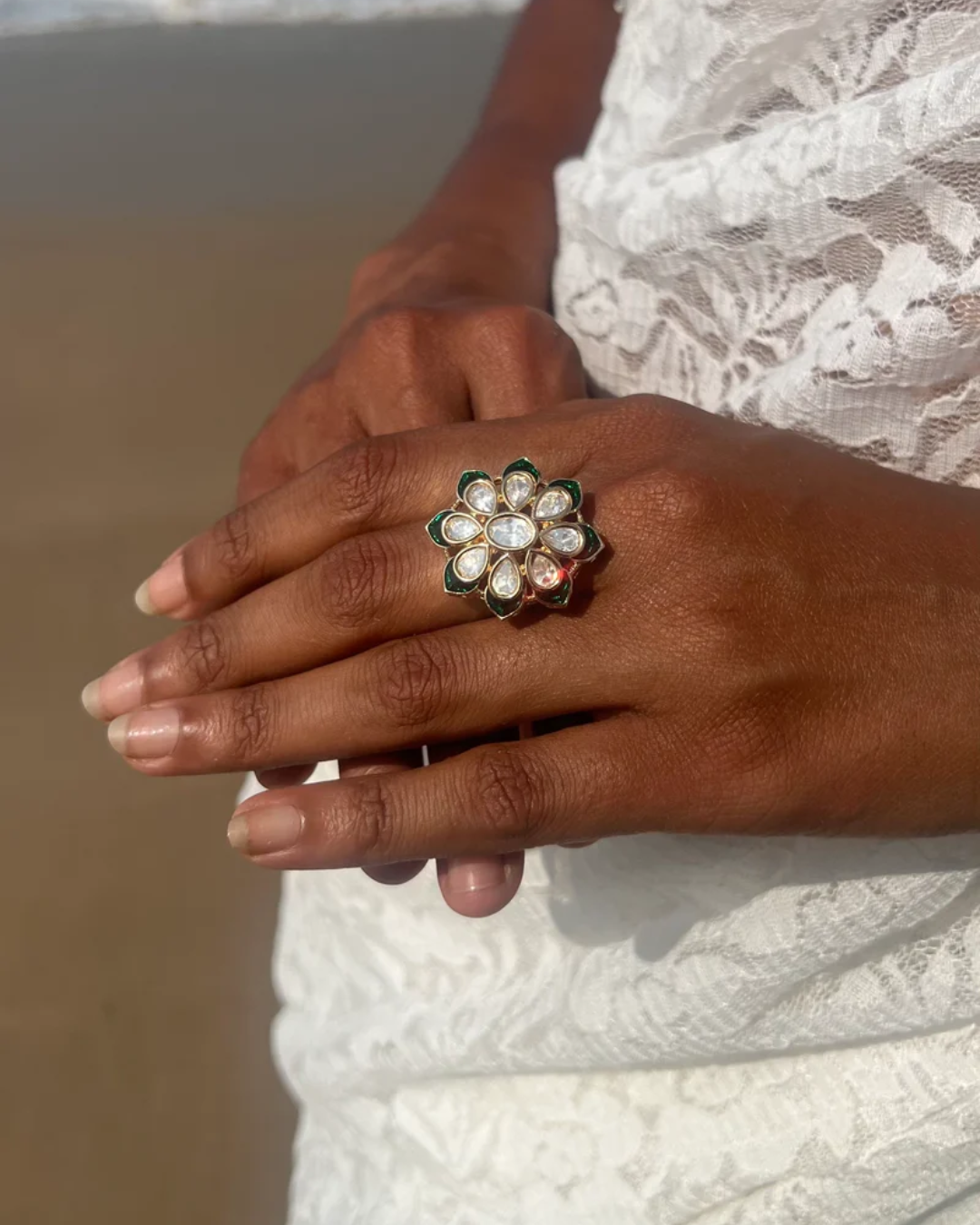 Riya Eight Petal Polki Ring