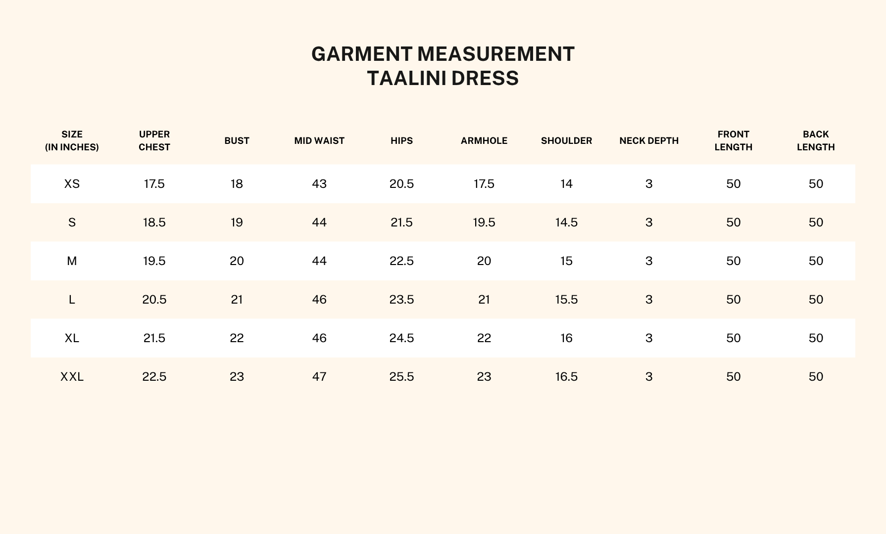 Garment measurements for Taalini Red Cotton Midi