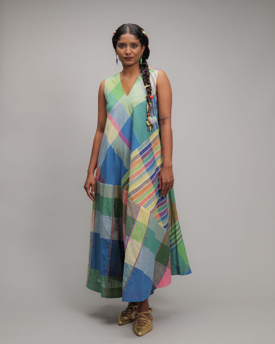 Lucia Multicolor Checks A-Line Dress