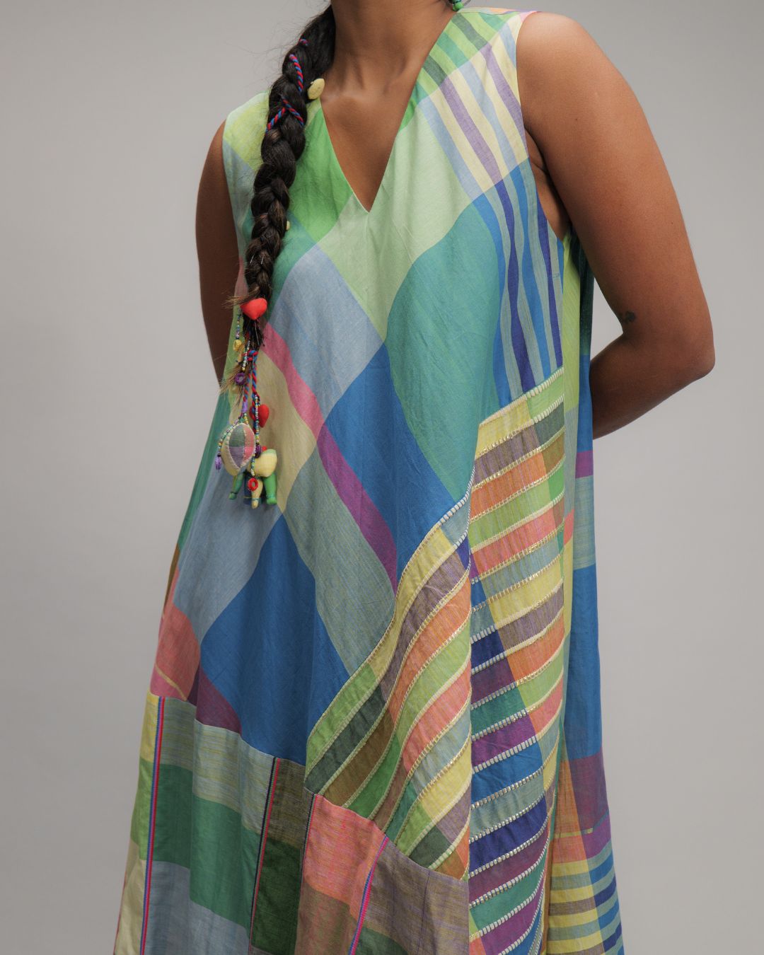 Lucia Multicolor Checks A-Line Dress