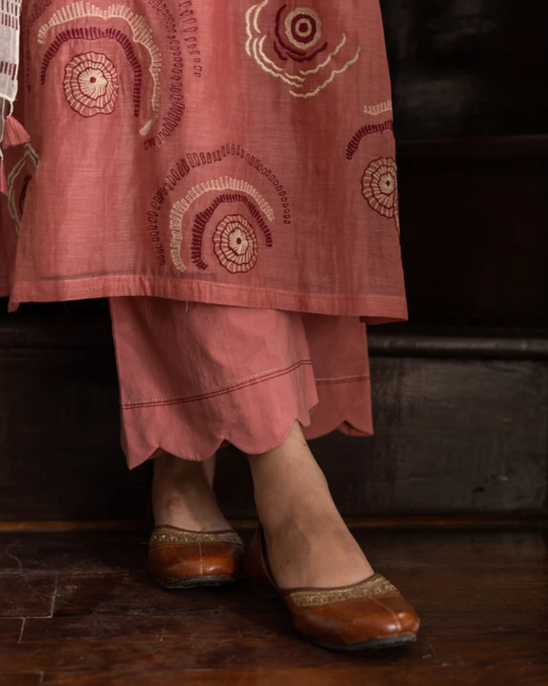 Coral Embroidered Kurta Set