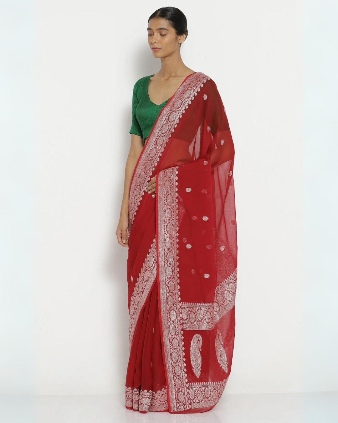Maroon Georgette Banarasi Saree