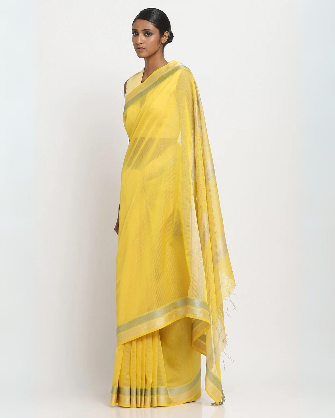 Daffodil Yellow Silk Cotton Traditional Saree
