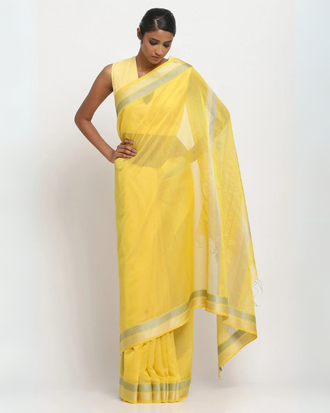 Daffodil Yellow Silk Cotton Traditional Saree