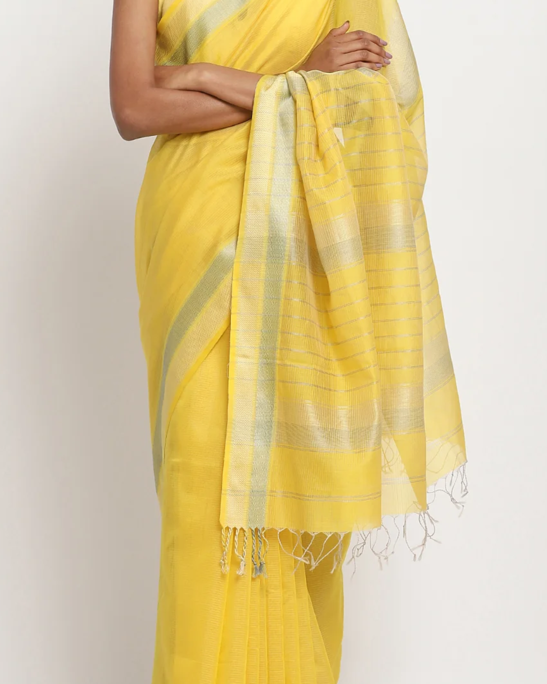 Daffodil Yellow Silk Cotton Traditional Saree