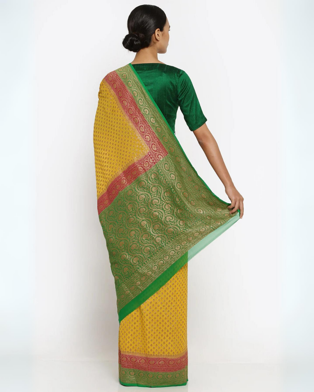 Rhye Green Silk-Georgette Banarasi Saree