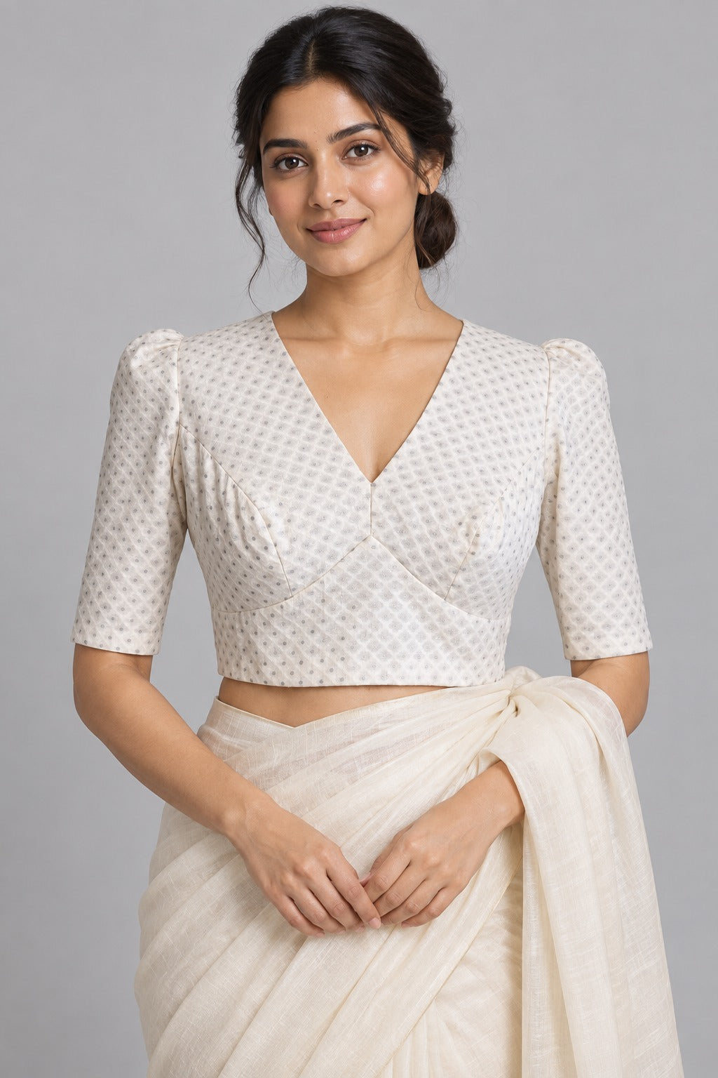 Elira Off-White Silver Dot Blouse