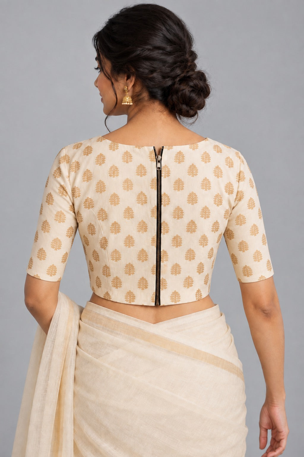 Avira White Gold Motif Blouse