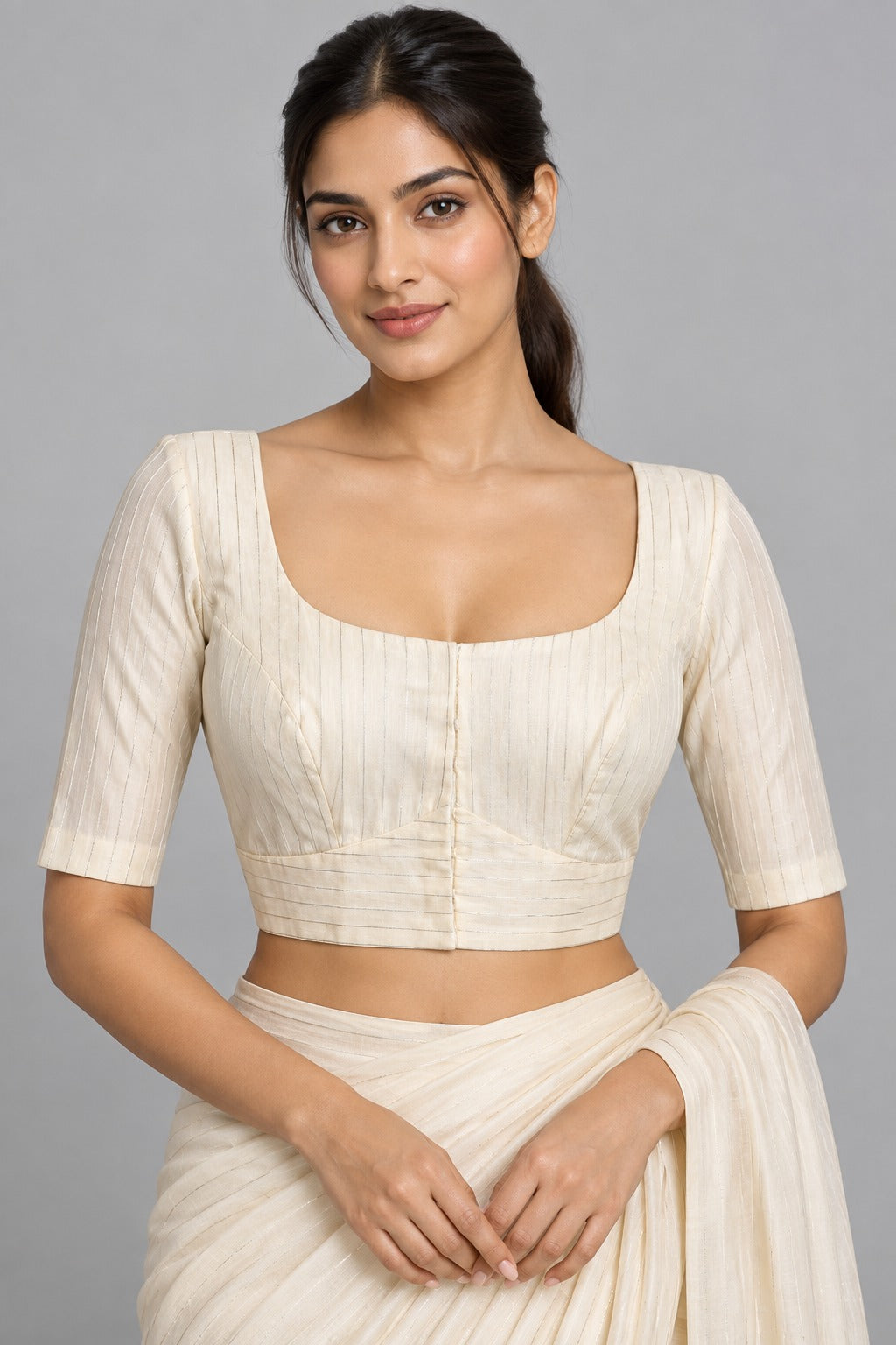 Lara White Scoop Neck Blouse