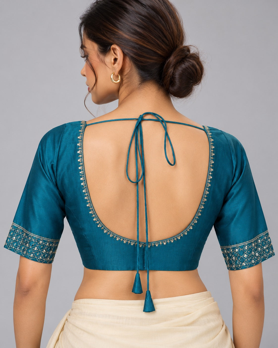 Neera Teal Embroidered Blouse