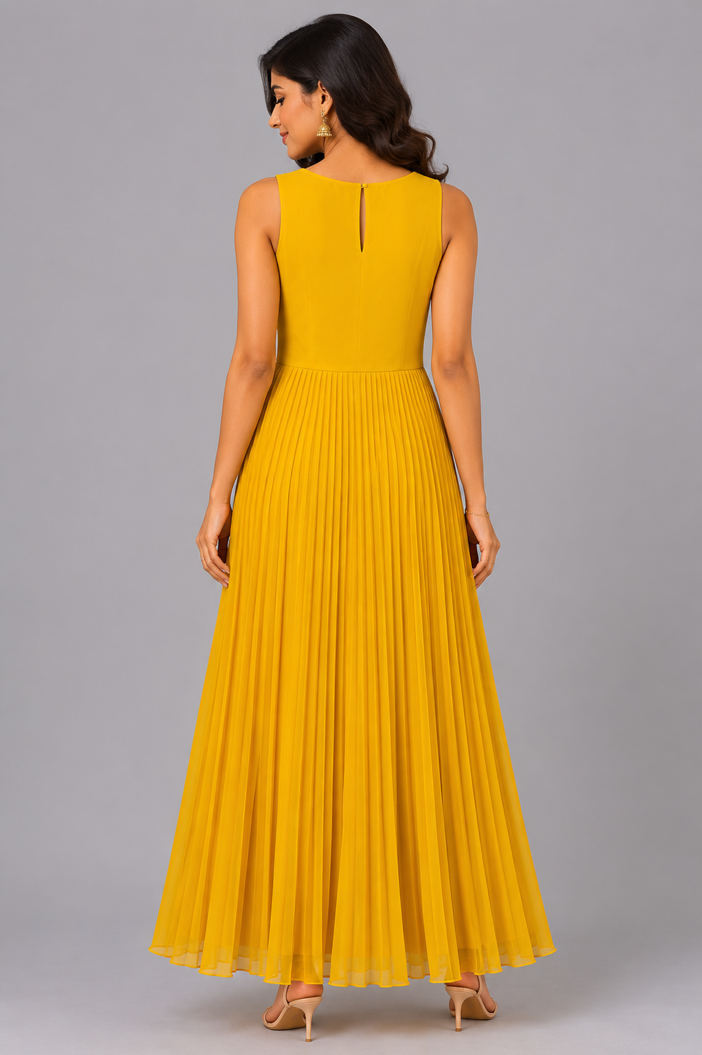 Yellow Pleated Anarkali