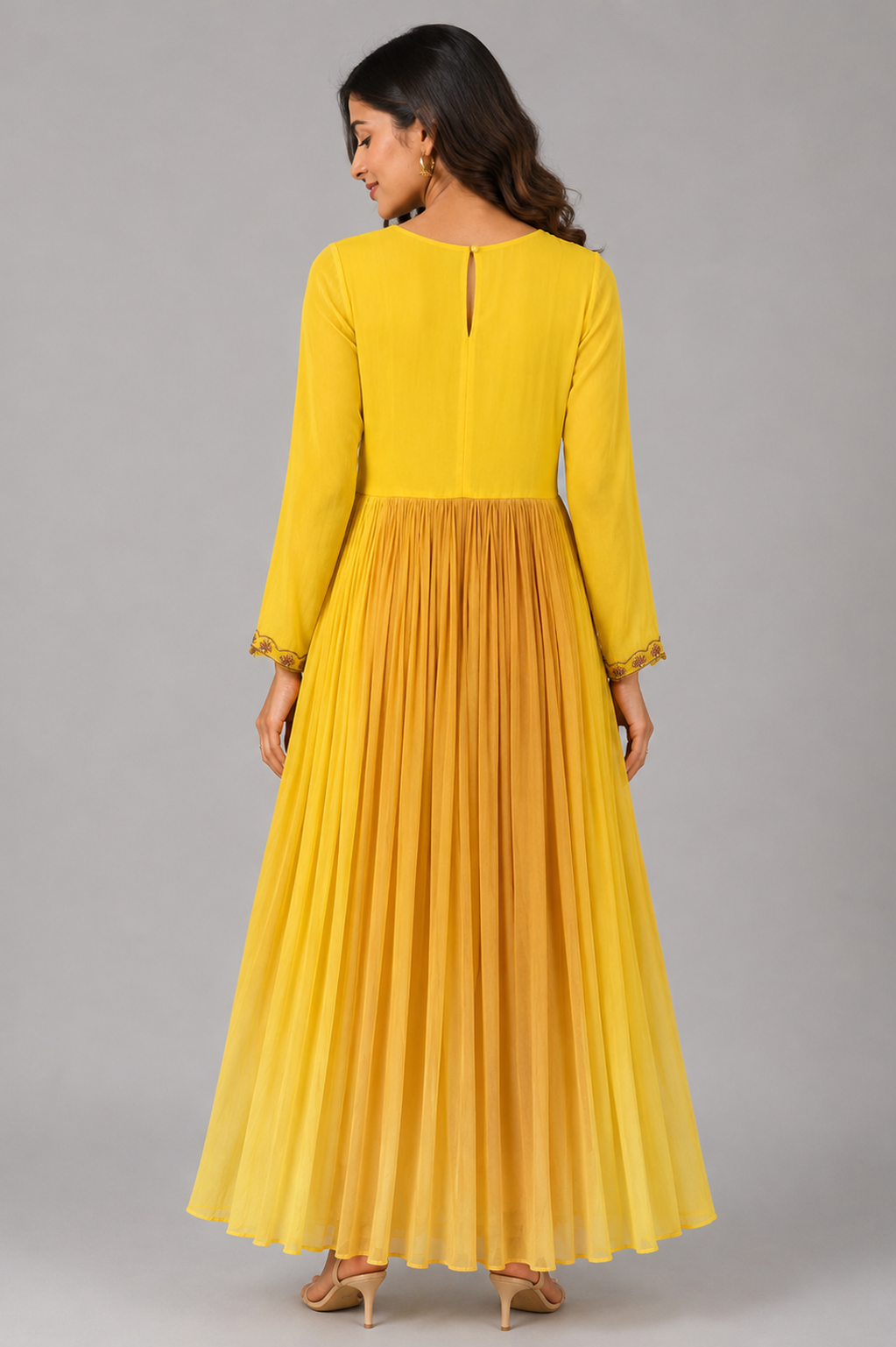 Ombre Shaded yellow Anarkali