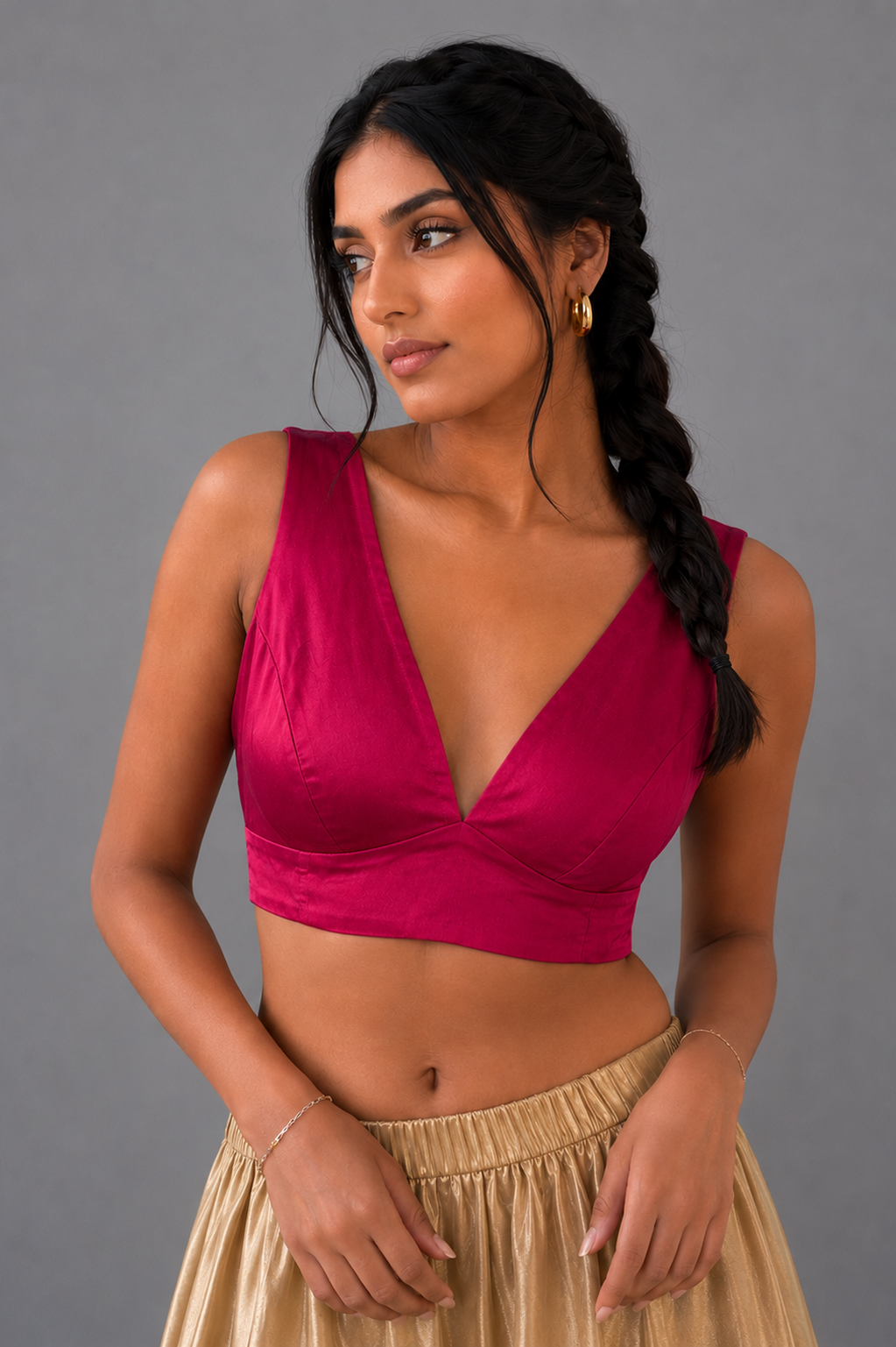 Pink V neck blouse