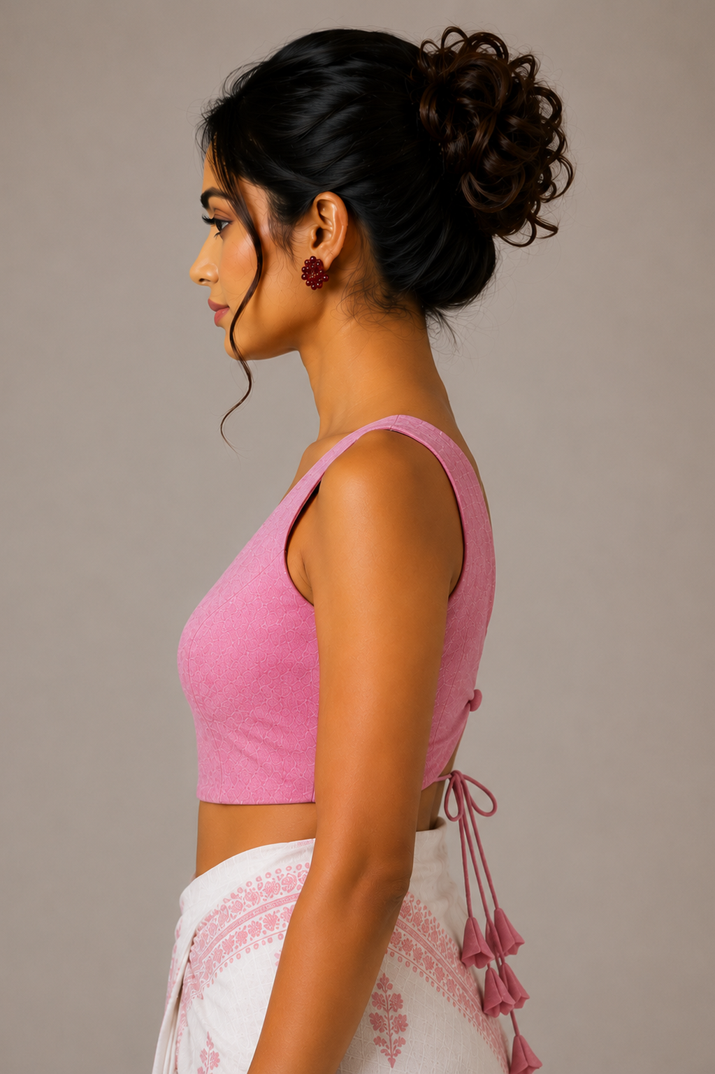 Pink V neck blouse