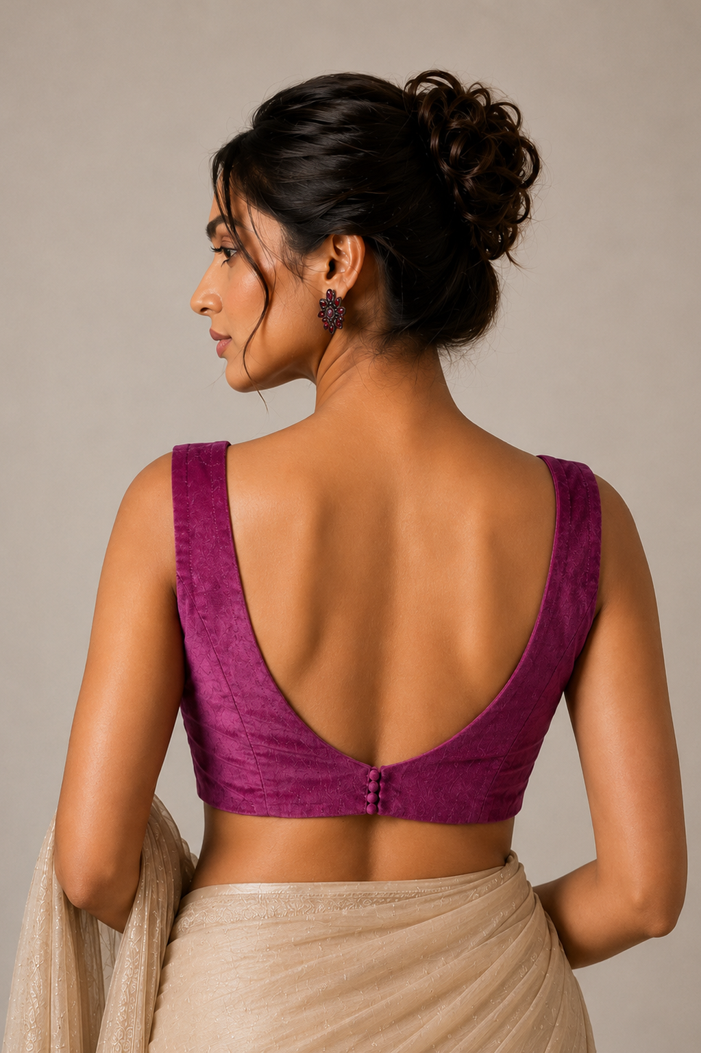 Plum deep round neck blouse
