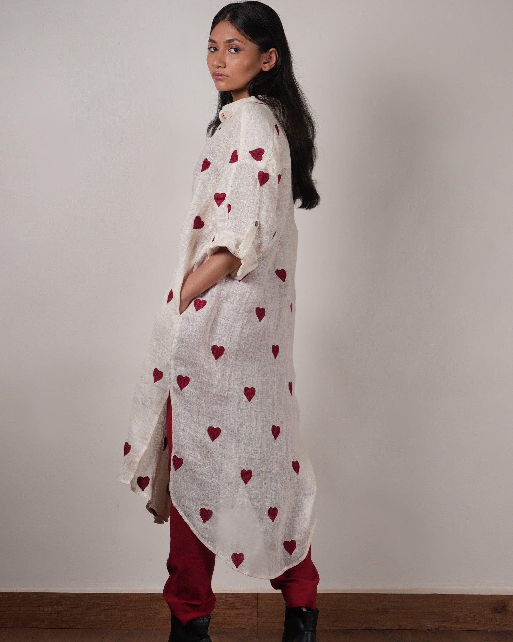 Mati Oatmeal Heart Shirt Set (2 PCS)