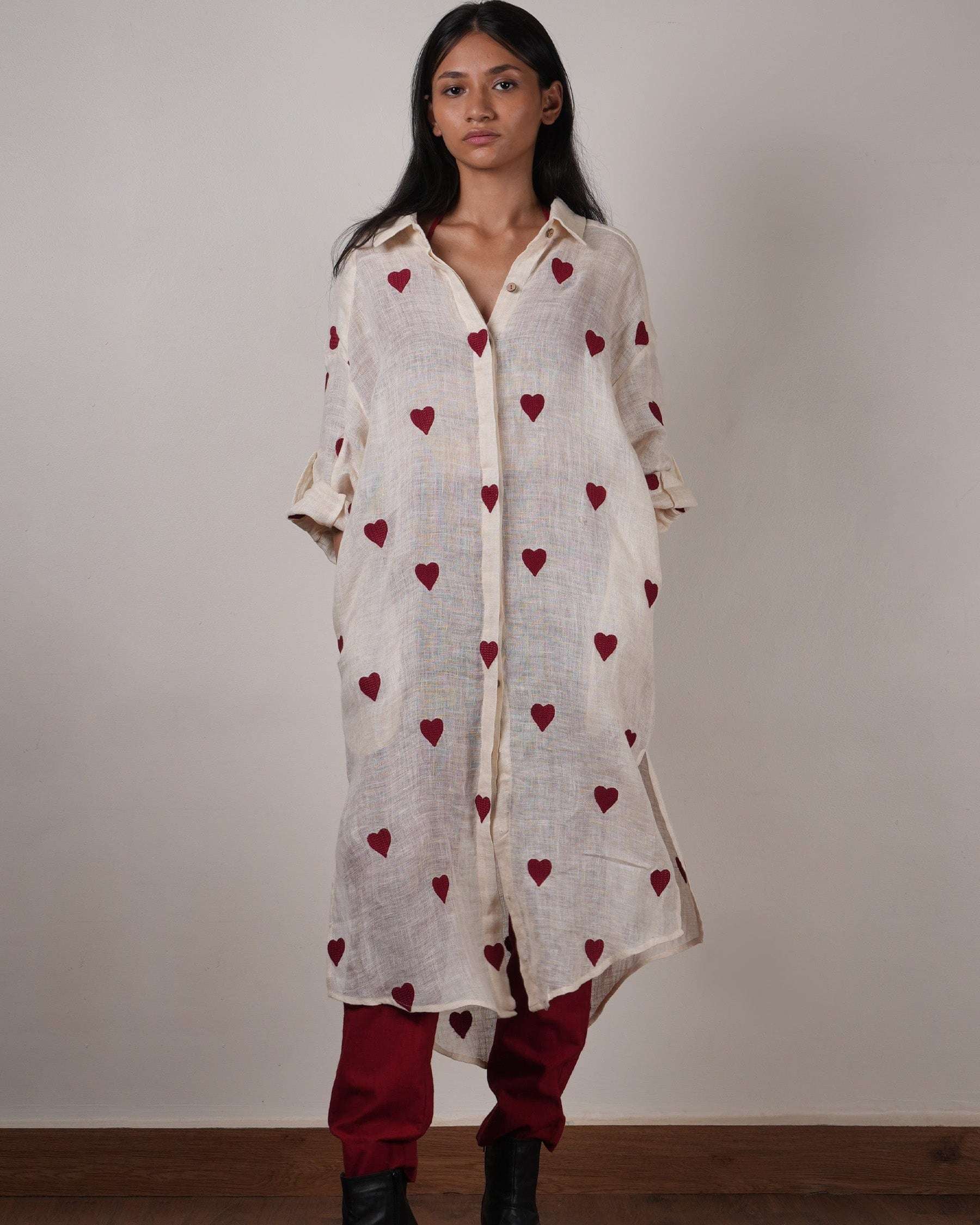 Mati Oatmeal Heart Shirt Set (2 PCS)