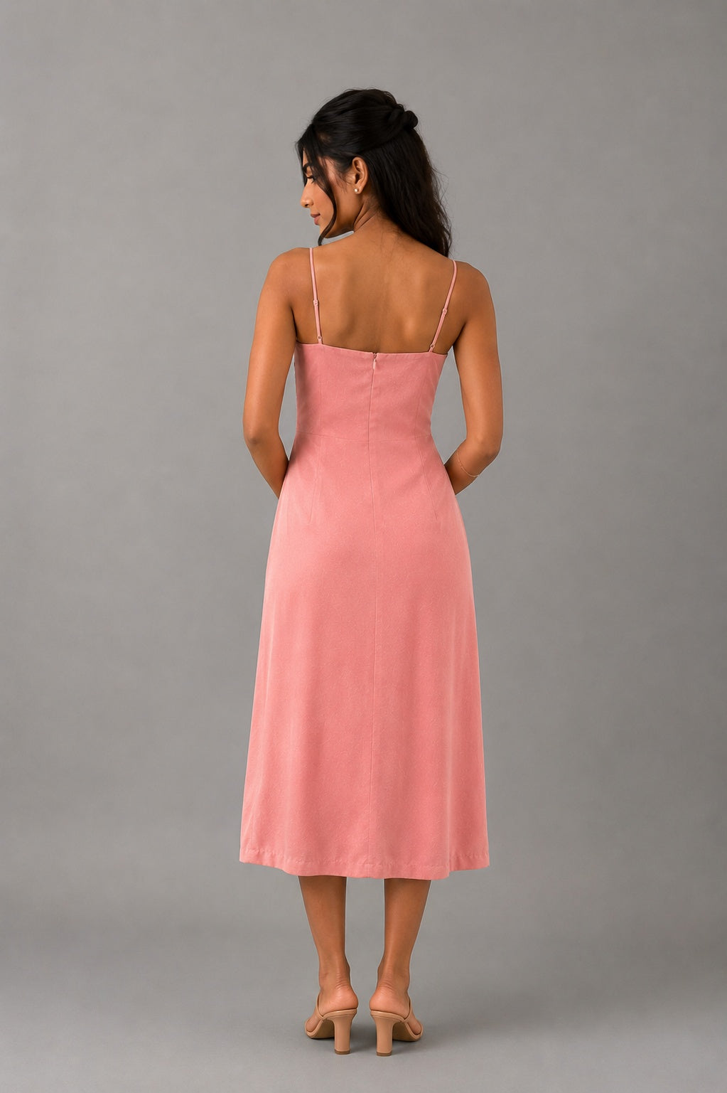 Satin Midi with Sculpted Pleats