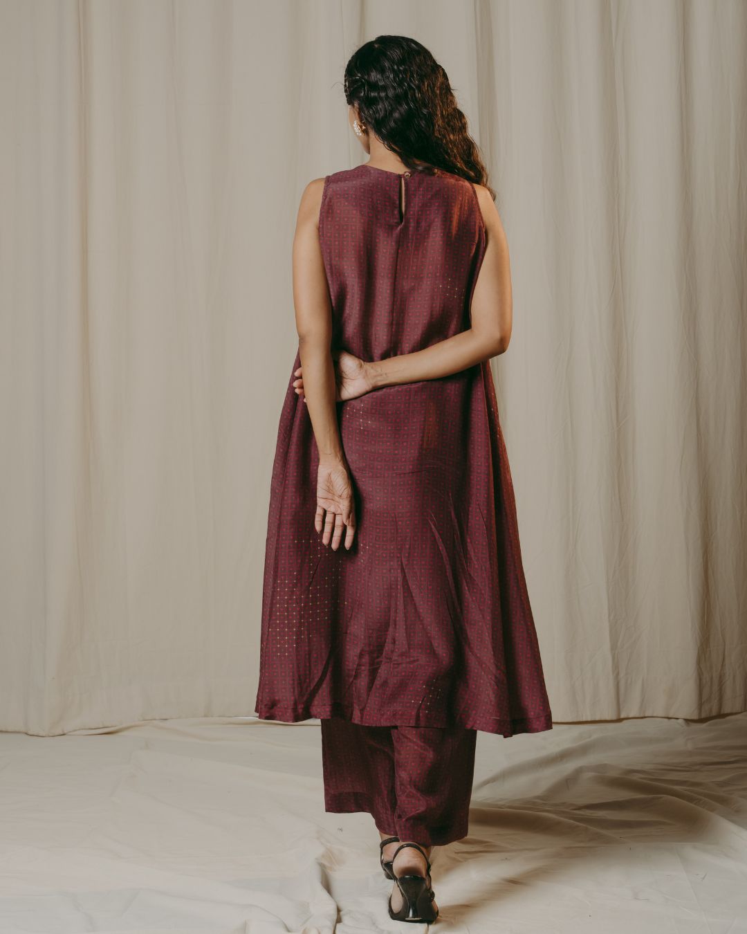 Delphine Checkered Heart Cupro Silk Co-ord Set