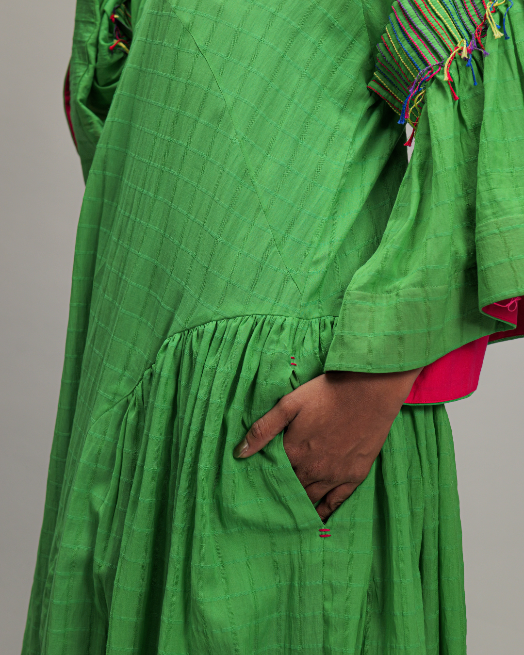 Veronica Green Banana Fibre Checks Dress
