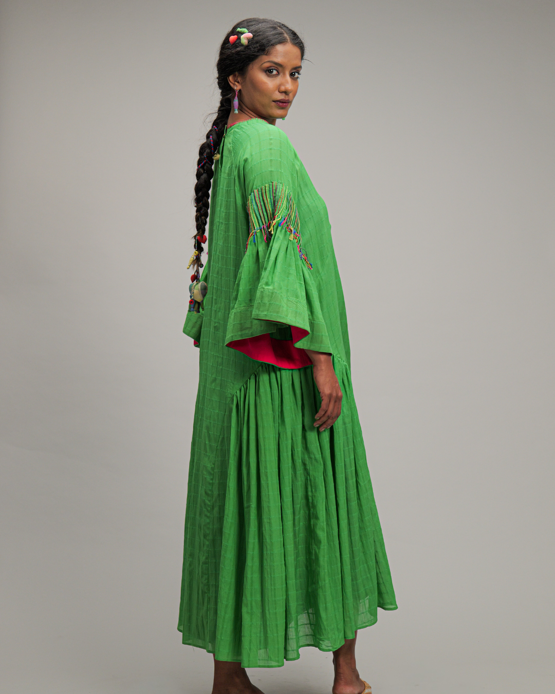 Veronica Green Banana Fibre Checks Dress