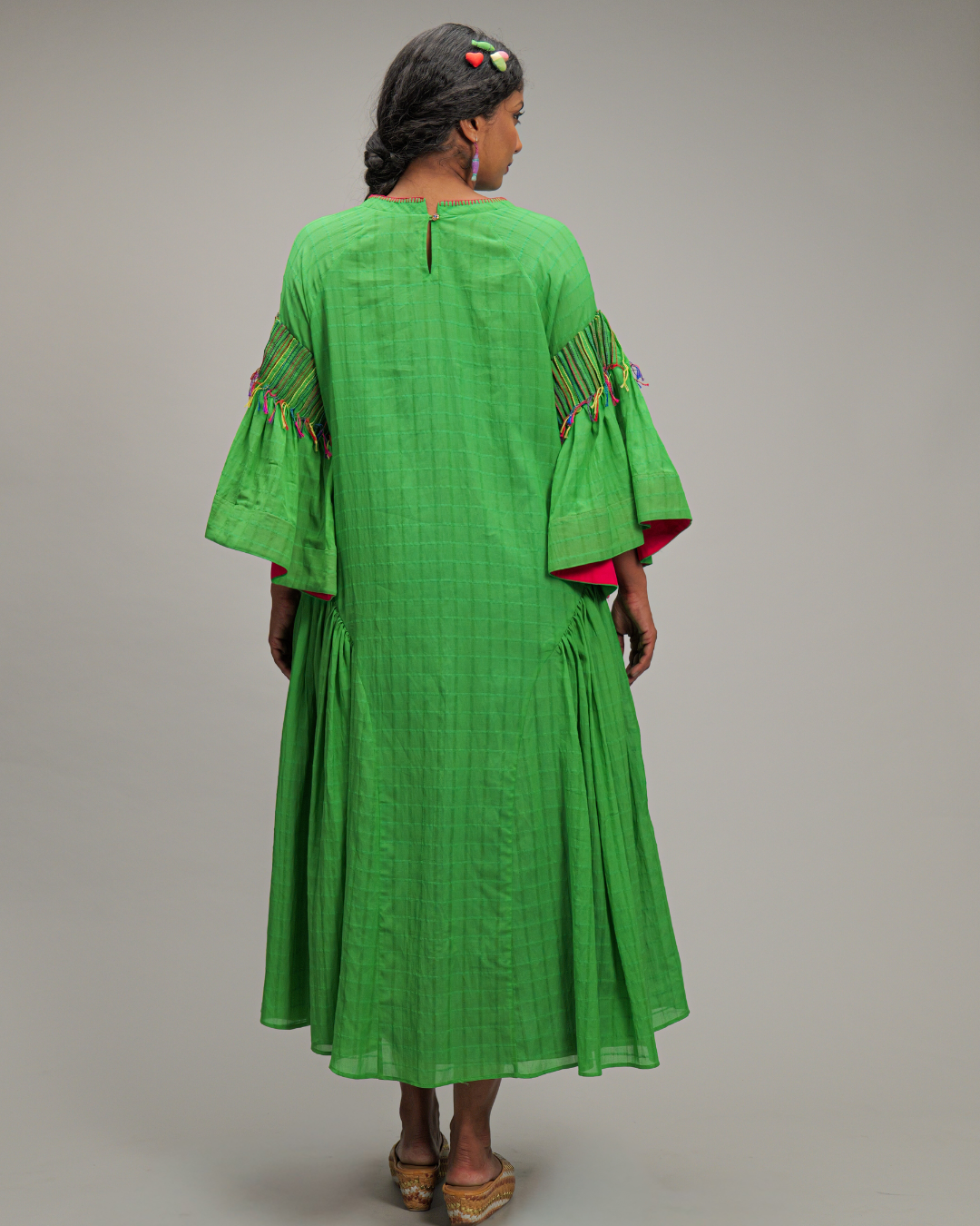 Veronica Green Banana Fibre Checks Dress