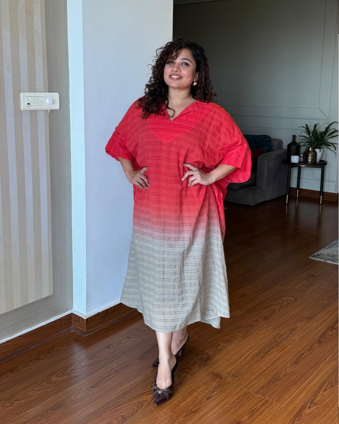 Rhea Ombre Notch Collar Kaftan