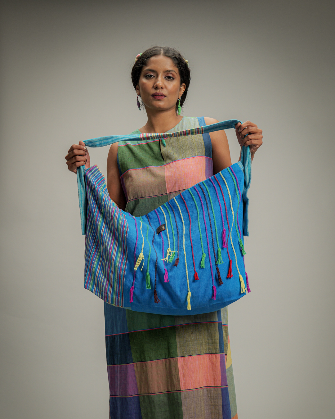 Blue Handwoven Extra Weft Bag