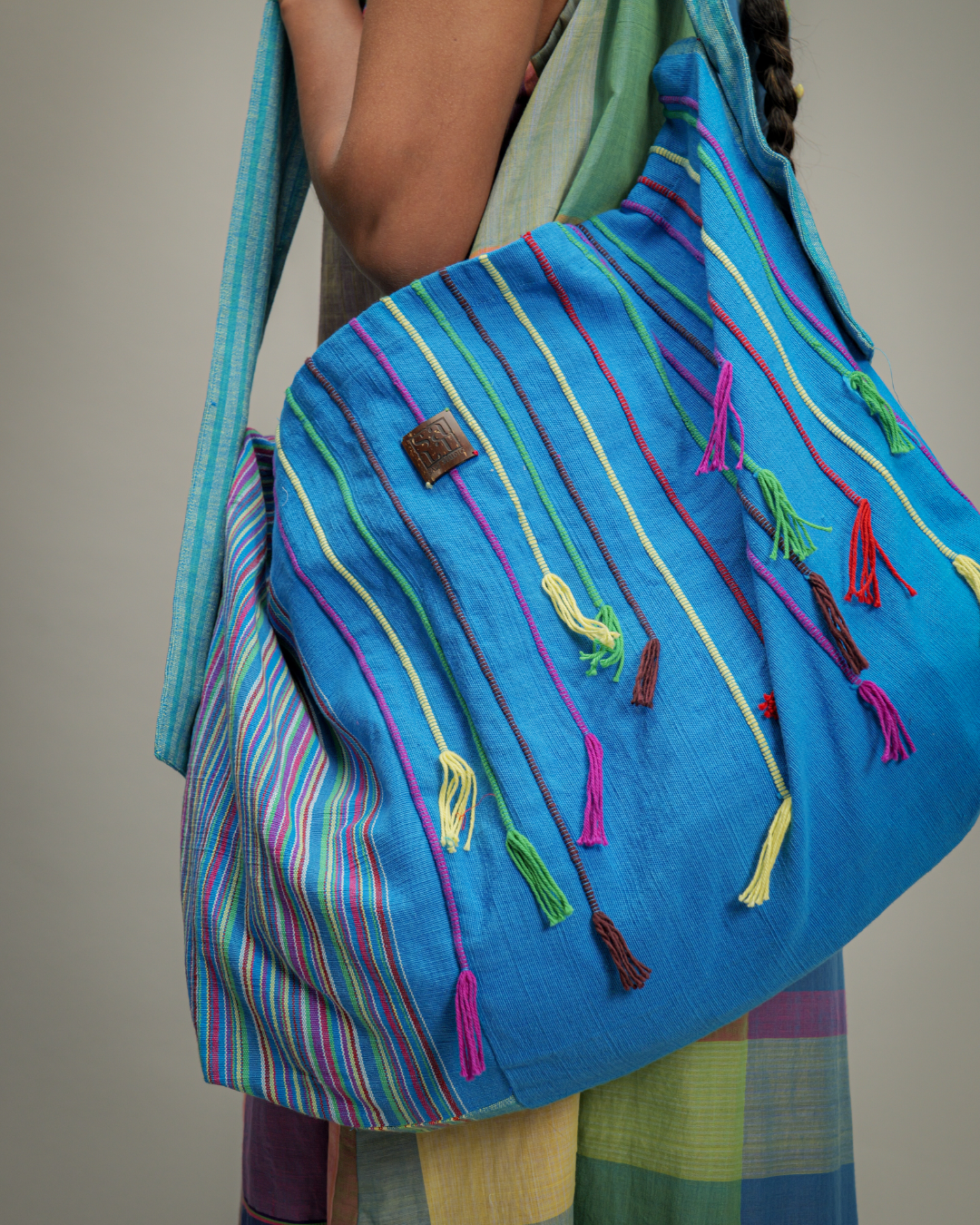 Blue Handwoven Extra Weft Bag