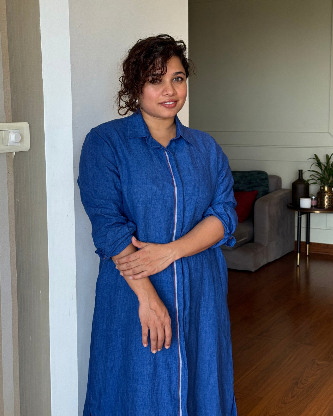 Elara Blue Shirt Dress